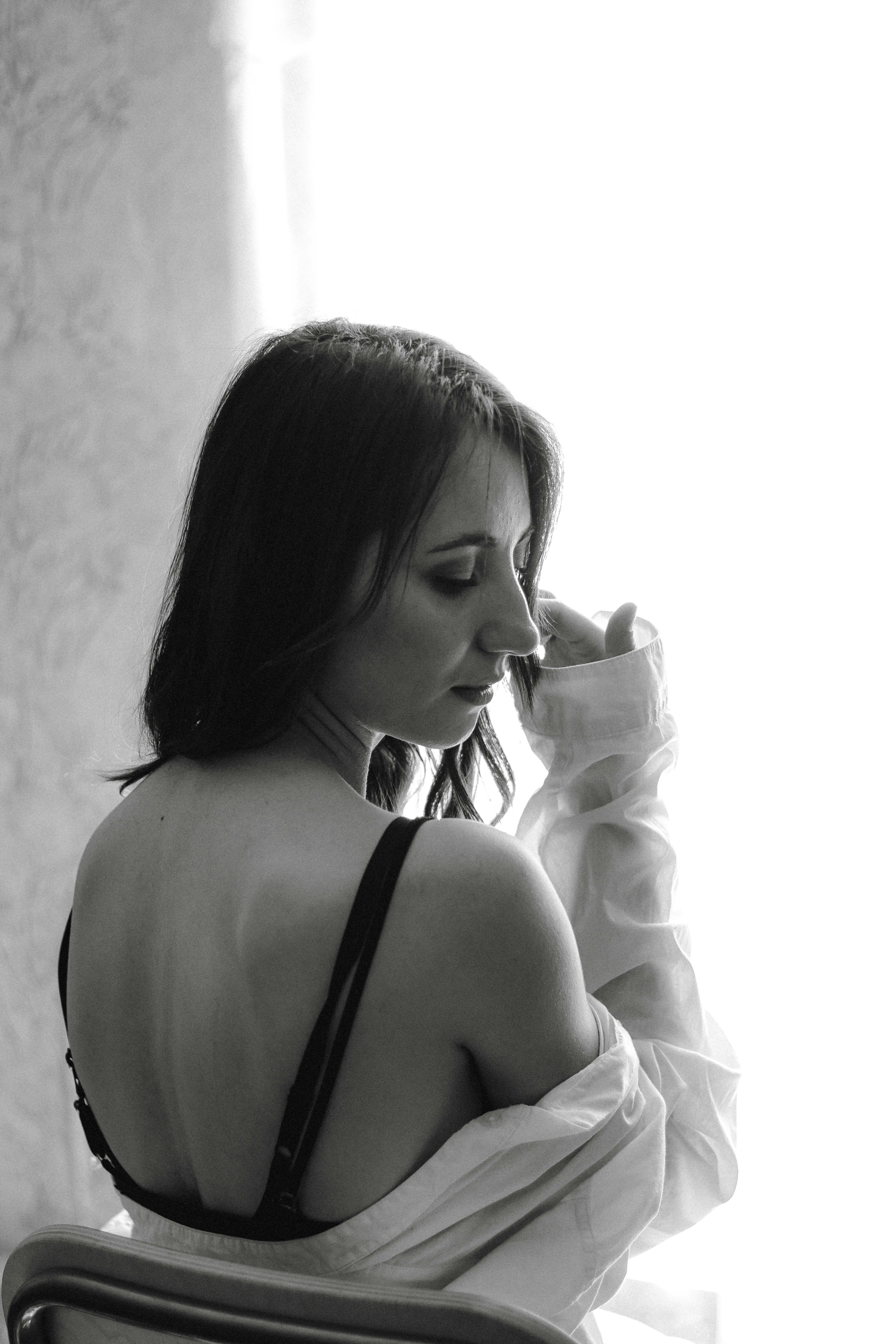 woman wearing white top